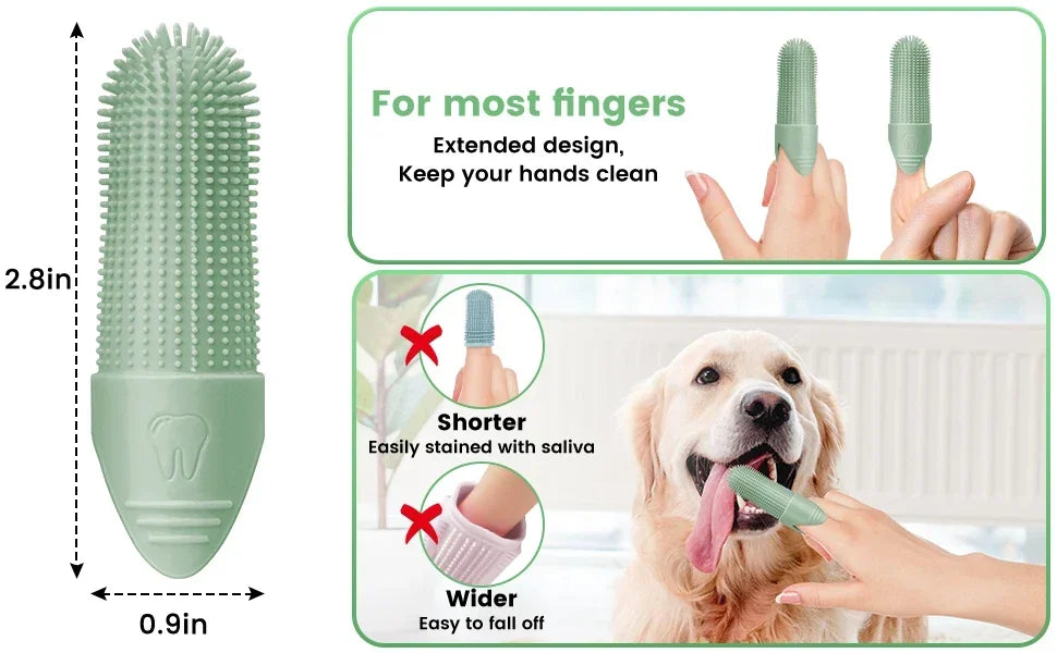 360° Cleaning Finger Toothbrush for Dogs, Food Grade Silicone Dog Finger Toothbrush, Toothbrush for Dogs Cats Dental Care