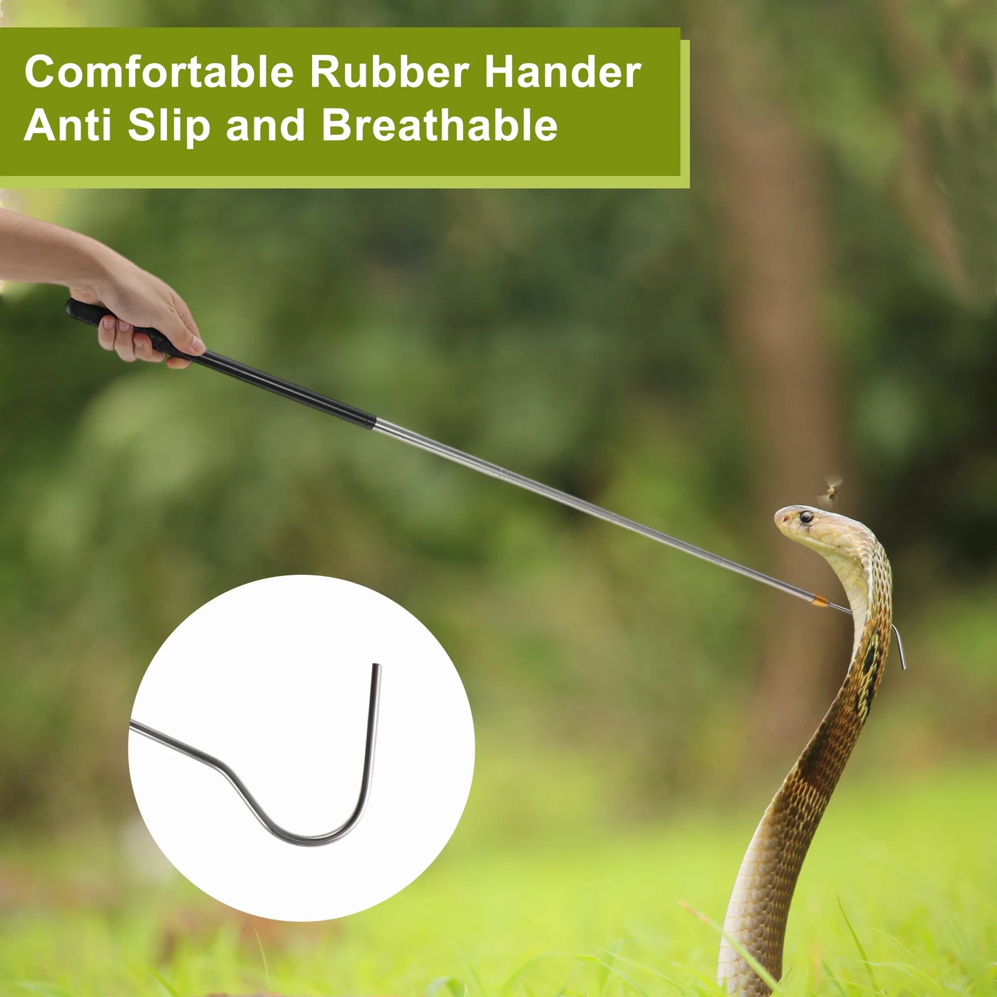 UXCELL Reptiles Amphibians Cleaning Tools Snake Hook Retractable Snake Catcher Snake Stick Snake Grabber Tool Black
