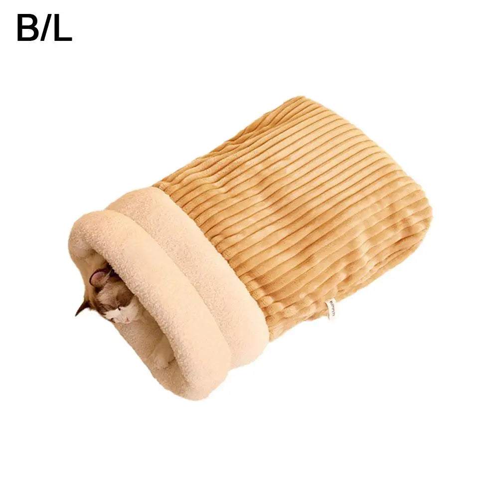 Cat Winter Sleeping Bag Pet Down Sleeping Bag Nest PP Cotton Semi-enclosed Warm And Comfortable Large Pocket Design M/L Cute