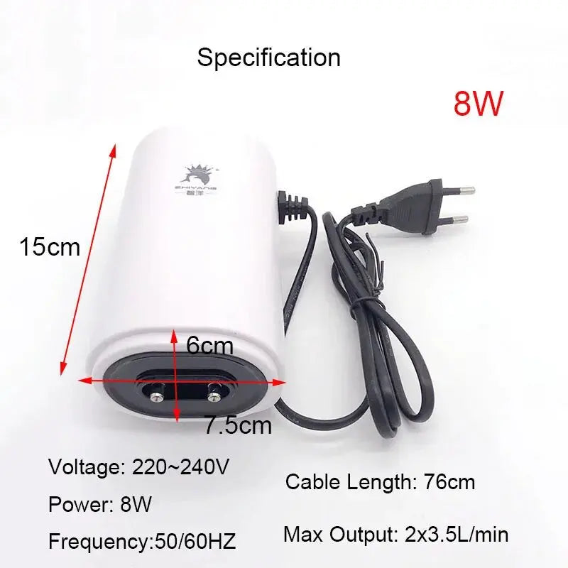 220V 3.5W 8W 12W Aquarium Air Pump Fish Tank Mini Air Compressor Oxygen Pump Aquarium Fish Tank Accessories Two Outputs Silent