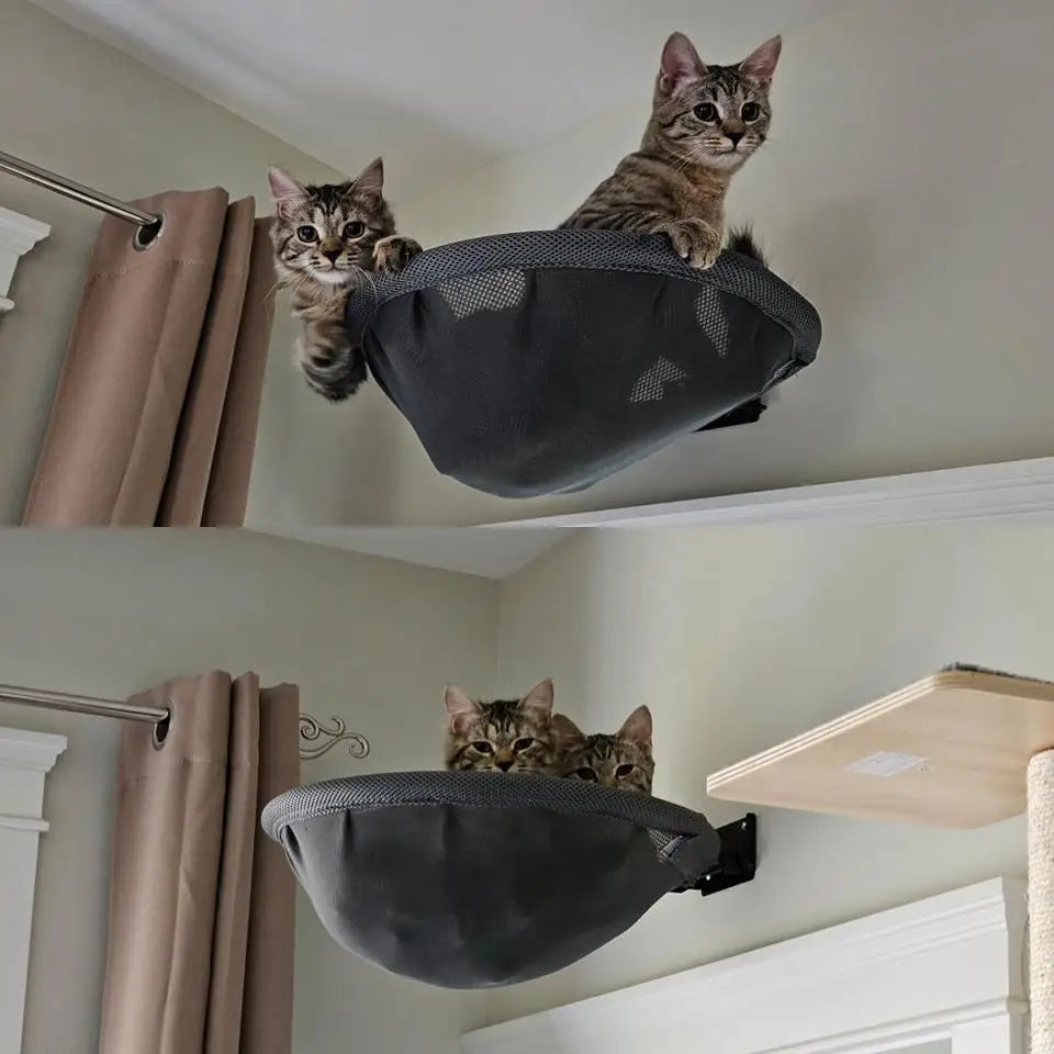 Cat Hammock Wall Mounted Foldable Cat Beds Breathable Cat Wall Shelves for Sleep Overlook Sunbathing Stable Cat Wall Perch