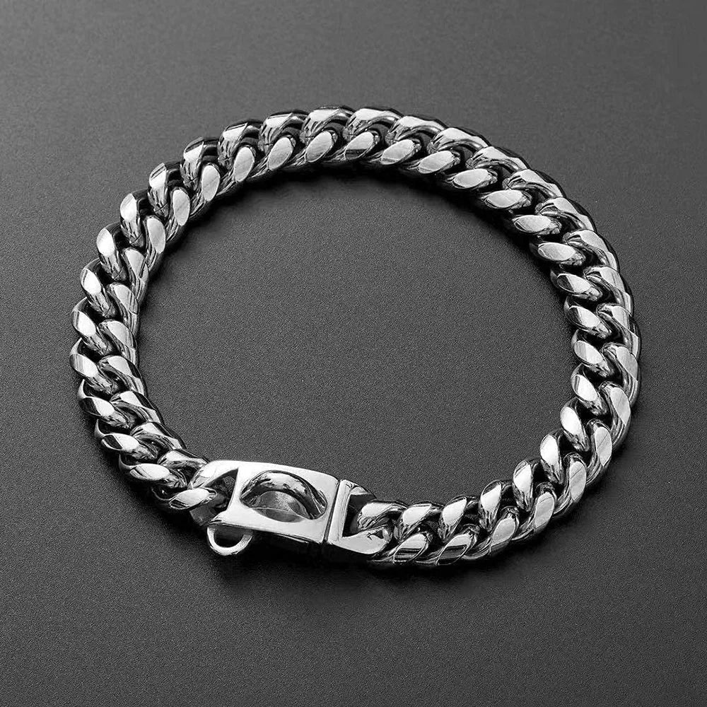Gold Dog Chain Collar 15mm Stainless Steel Cuban Link Chain Strong Heavy Duty Chew Proof Dog Necklace with Buckle for Dogs