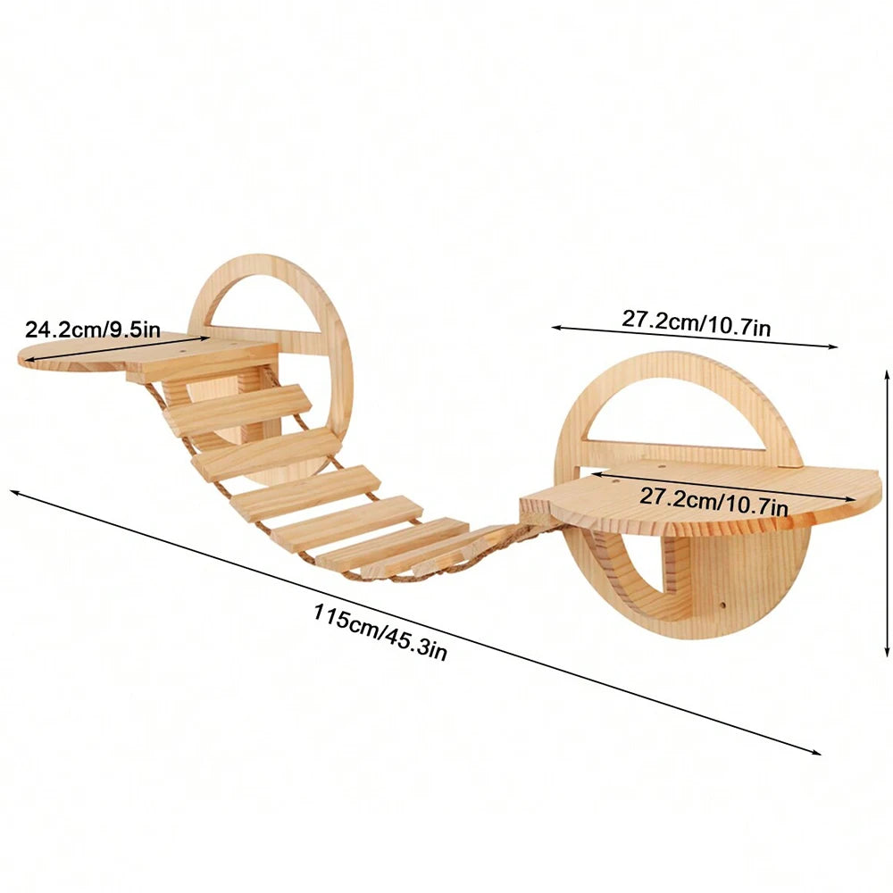 Cat Tree Tower Cat Climbing Shelf Wall Mounted Steps Curved Cat Bed Widen Access Corner Perches Hammock For Sleep Pet Furniture