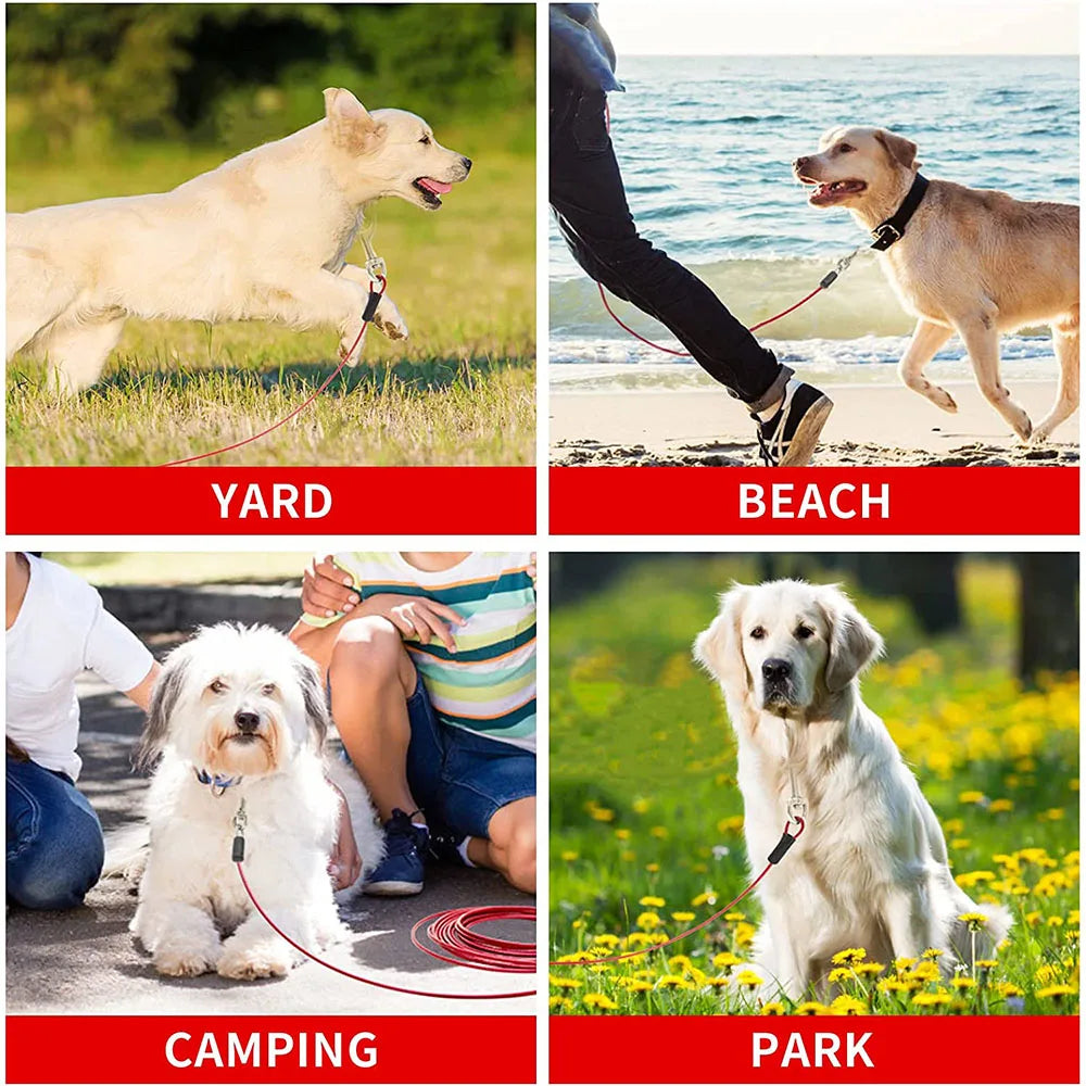 Pet Dog Tie Out Cable for Dogs Up to 125 Pounds 3m 5m 10m Outdoor Dog Steel Cable with Strong Big Hook Stainless Steel Dog Leash