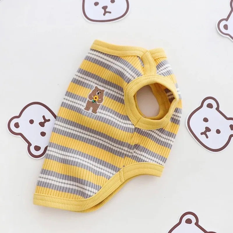 Dog Shirts Cotton Striped Puppy T-Shirts Spring Autumn Clothes for Small Dogs, Soft Breathable Stretchable Doggy Tee Pet Apparel