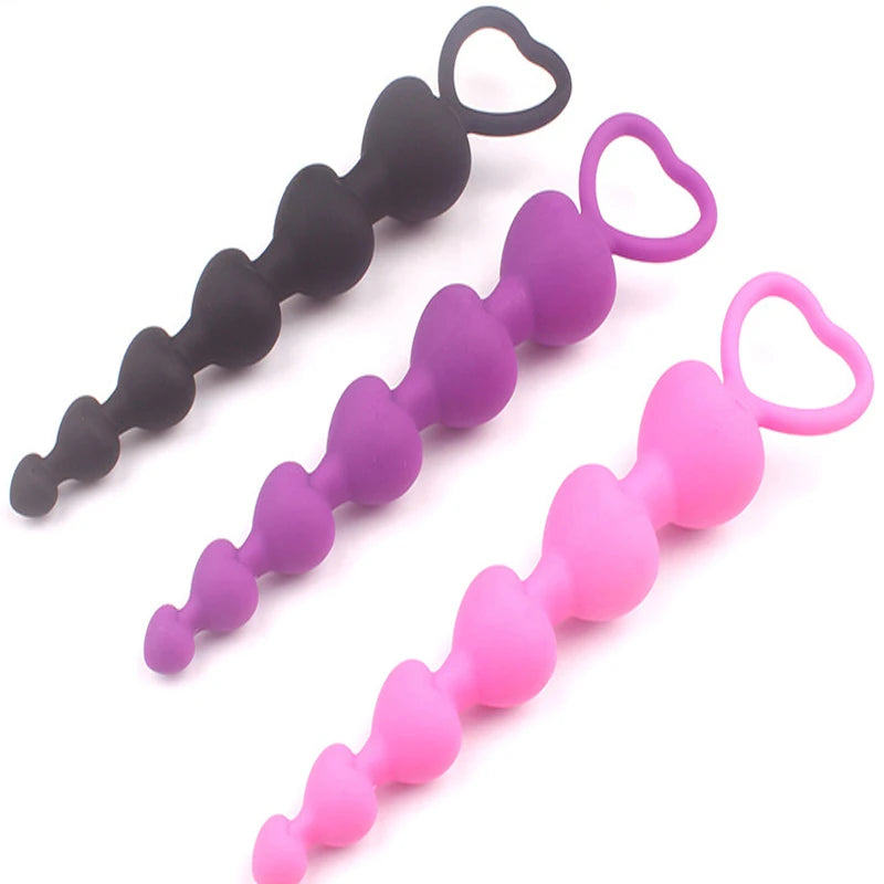 2023 New Heart beads Soft Anal Plug anus Toys Big Balls Silicone G-Spot Stimulating Butt Plugs Adult Sex Couple Sexy