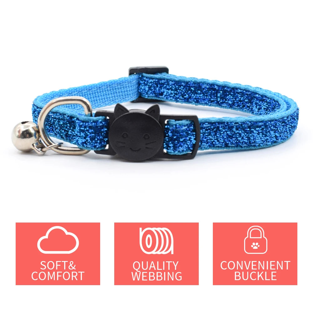 Celebrating Christmas, suitable for cats with bells, cat face safety buckle, nylon collar, pet cat collar, one piece