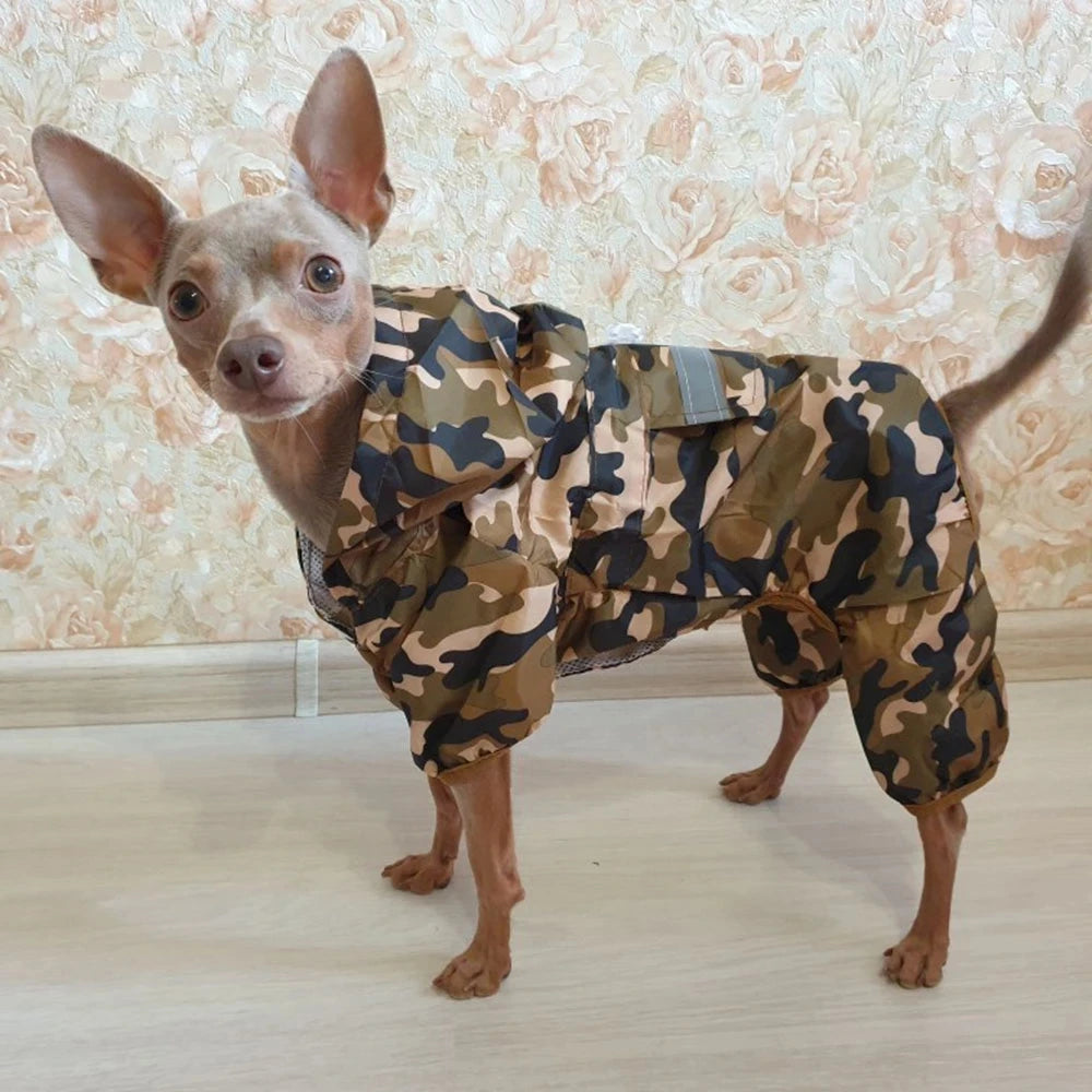 Dogs Raincoat Adjustable Puppy Dog Raincoat Waterproof 4 Legs Raincoat for Small Dogs Outdoor Pet Poncho with Reflective Strap