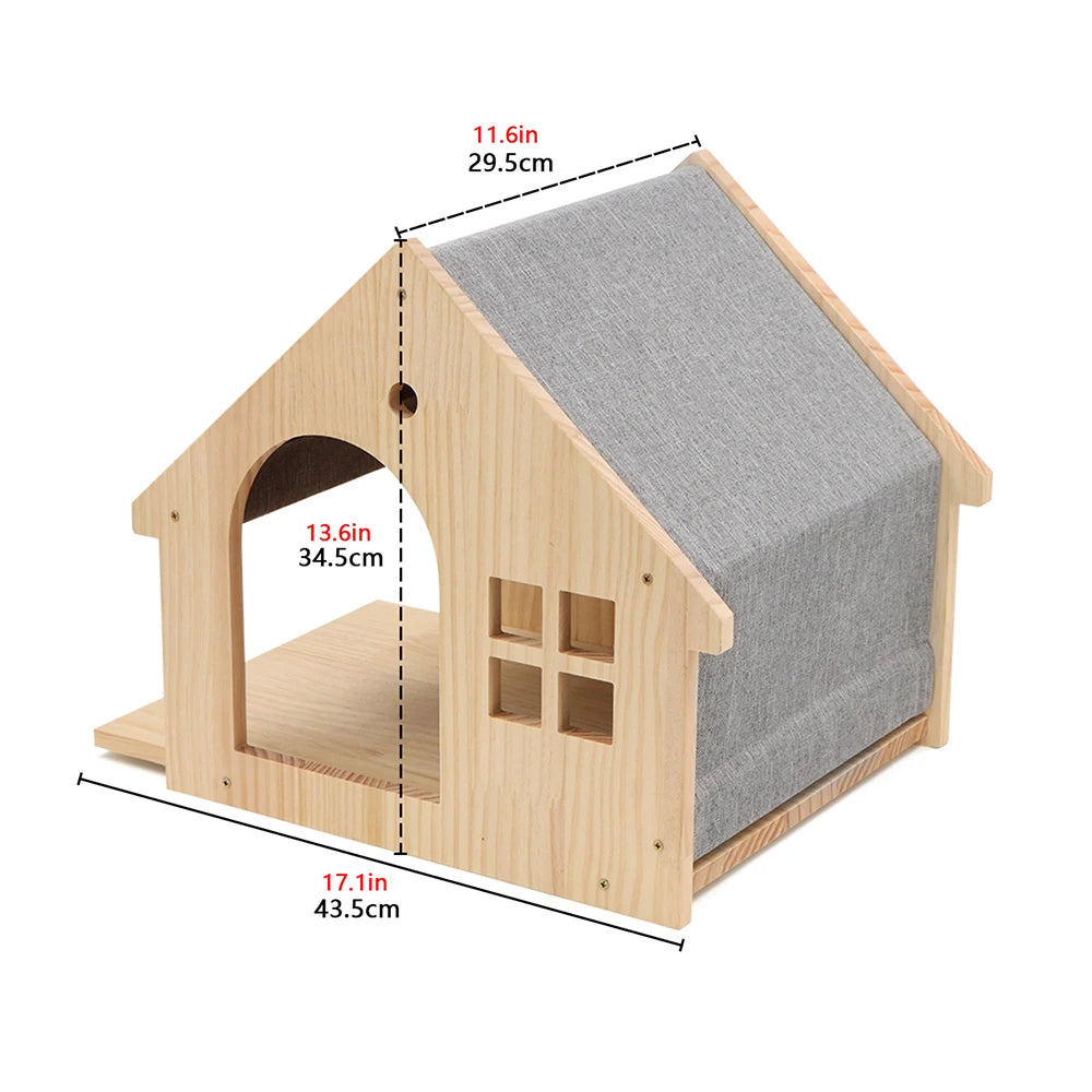 Cat Wall Mounted Wooden Climbing Shelves Cat House and Hammock for Platform and Ladder Turning Channel for Cat Indoor Furniture