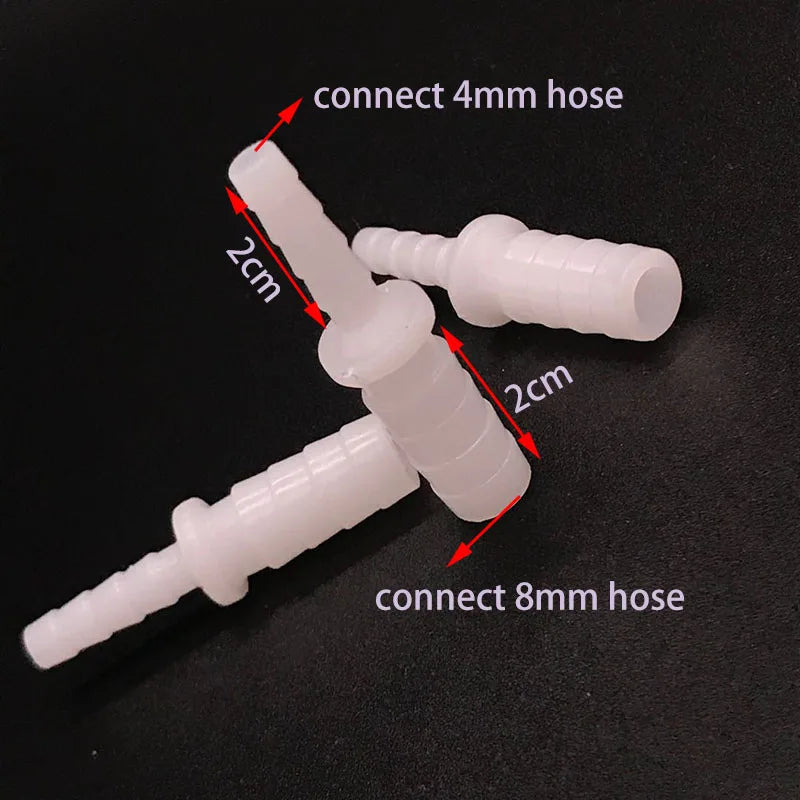 10pcs 8mm Plastic Aquarium Connectors Tee Straight T-shaped 3 Way Connector for Water Air Pump Fish Tank Aquarium Accessories