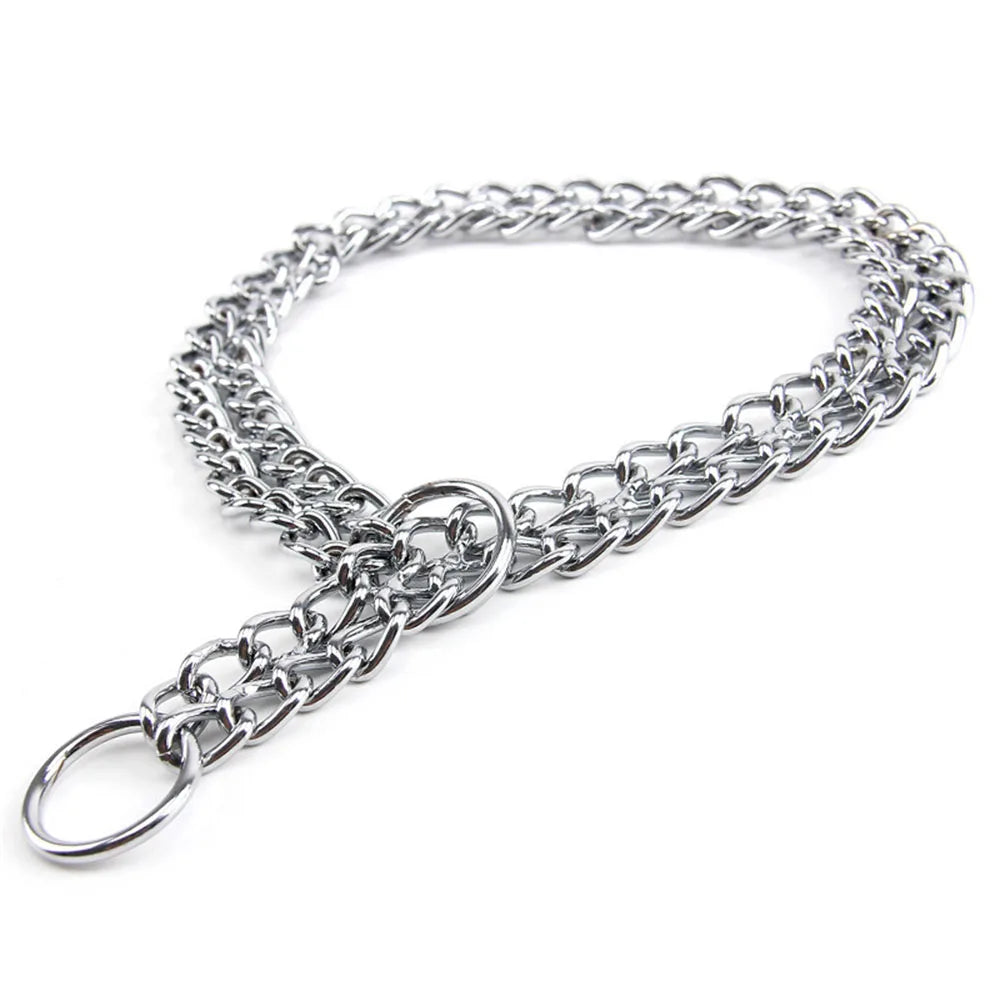 Chain Dog Training Choke Collar Adjustable Double Row Stainless Steel Chain Slip Collar Strong & Durable Dog Slip P Chain Collar