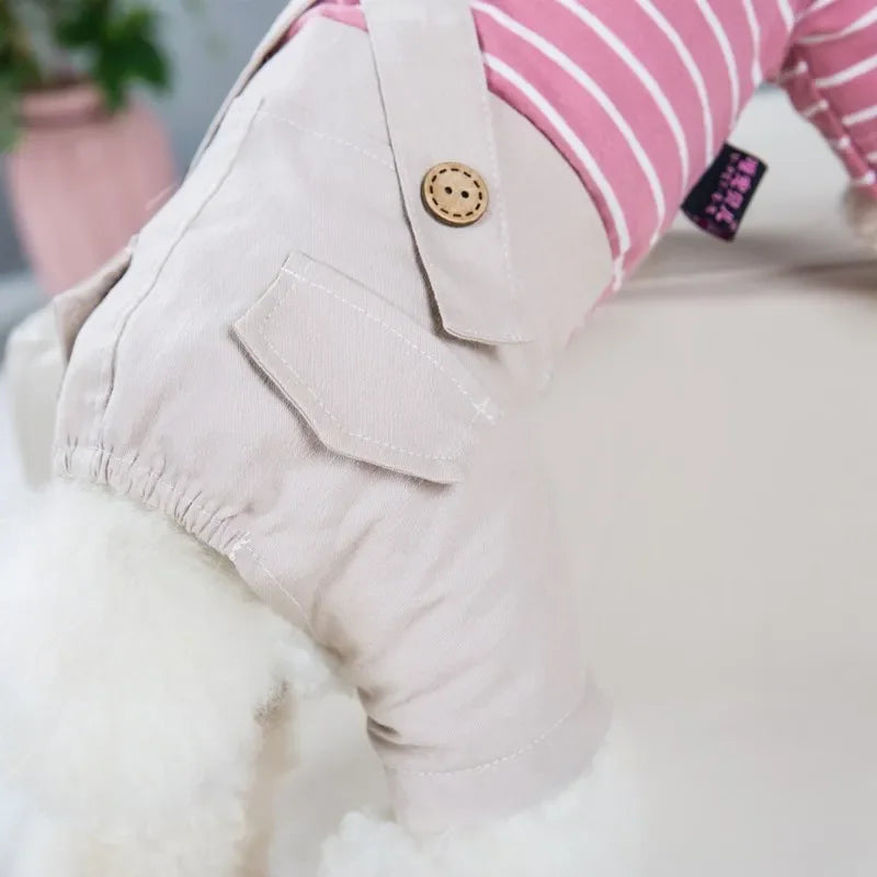 2023 Princess Dog Colorful Stripe Soft Suit Puppy Jumpsuit Spring Doggie Casual Pants Small Medium Pet Couple Four-Legged Coat