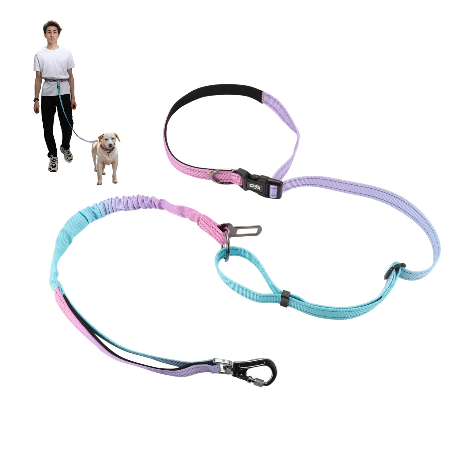 UXCELL Fashion Hands Free Dog Leash No Pull Bungee Dog Leash With Car Seatbelt for Dog Outdoor Walking Dog Leads