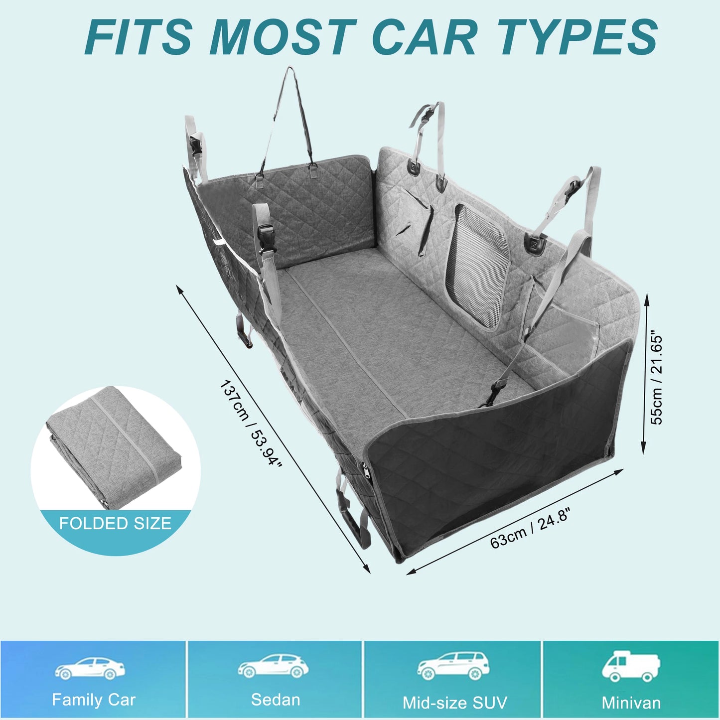 UXCELL Dog Mats Cover for Car Causal Solid Car Seat Cover for Back Seat Waterproof Pet Trunk Mat with Side Flaps