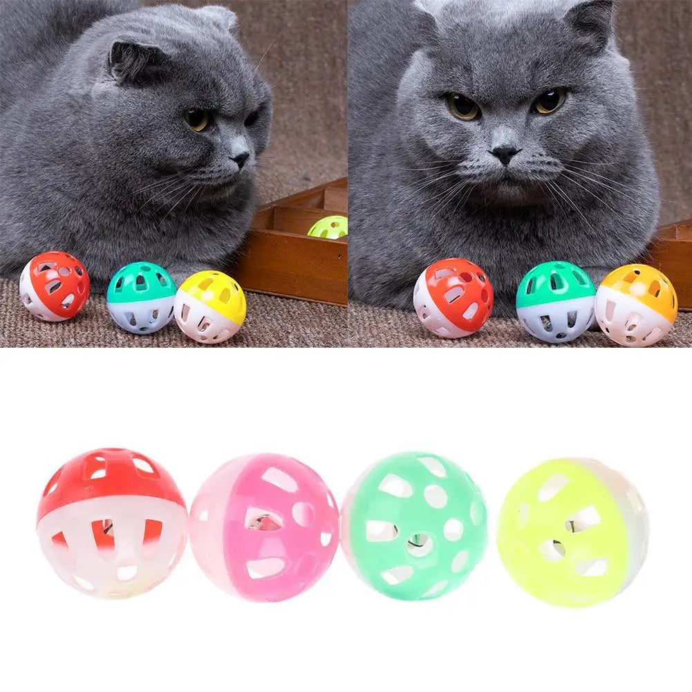 Pet Toys Colorful Kitten Toy Ball Plastic Hollow Bell Ball Interactive Ball Fun Training Chasing Cats And Dogs Pet Ball Pet Toy