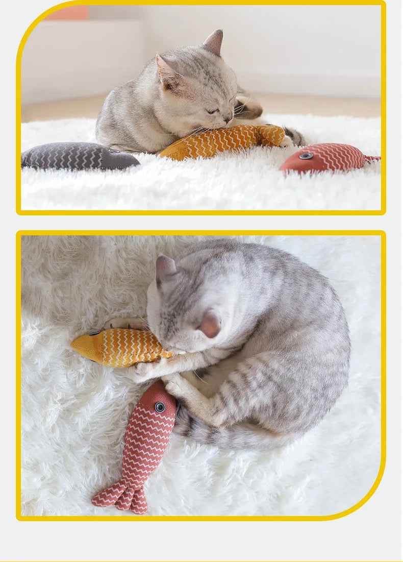 Teeth Grinding Catnip Toys Funny Interactive Plush Cat Toy Pet Kitten Chewing Vocal Toy Fish Bite Cat mint For Cats
