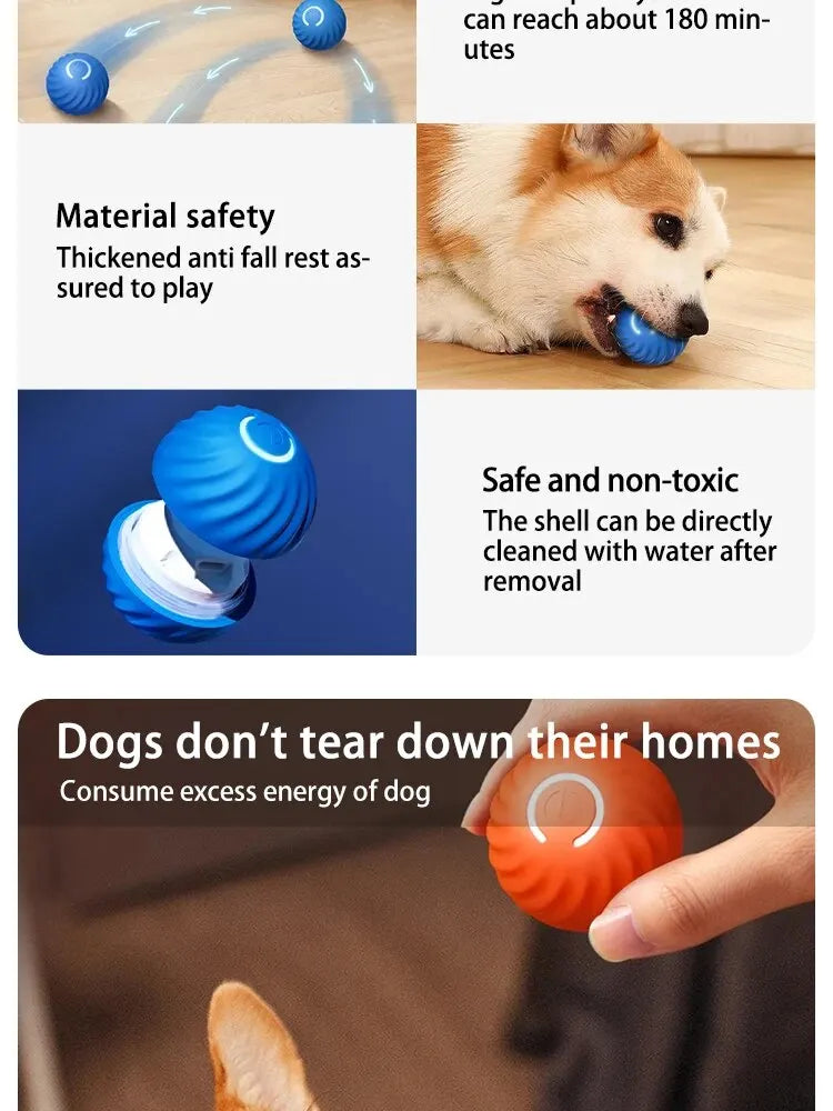 1pcs Dog Toys Intelligent Gravity Jump Ball Rechargeable Bite-Resistant Rolling Ball Cat And Dog Chase Interactive Pet Toys