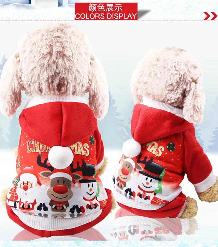 Dog Winter Warm Pet Clothes Christmas Clothes for Small Medium Dogs Elk Santa Claus Dog Coat Hoodies Christmas Dogs Costume