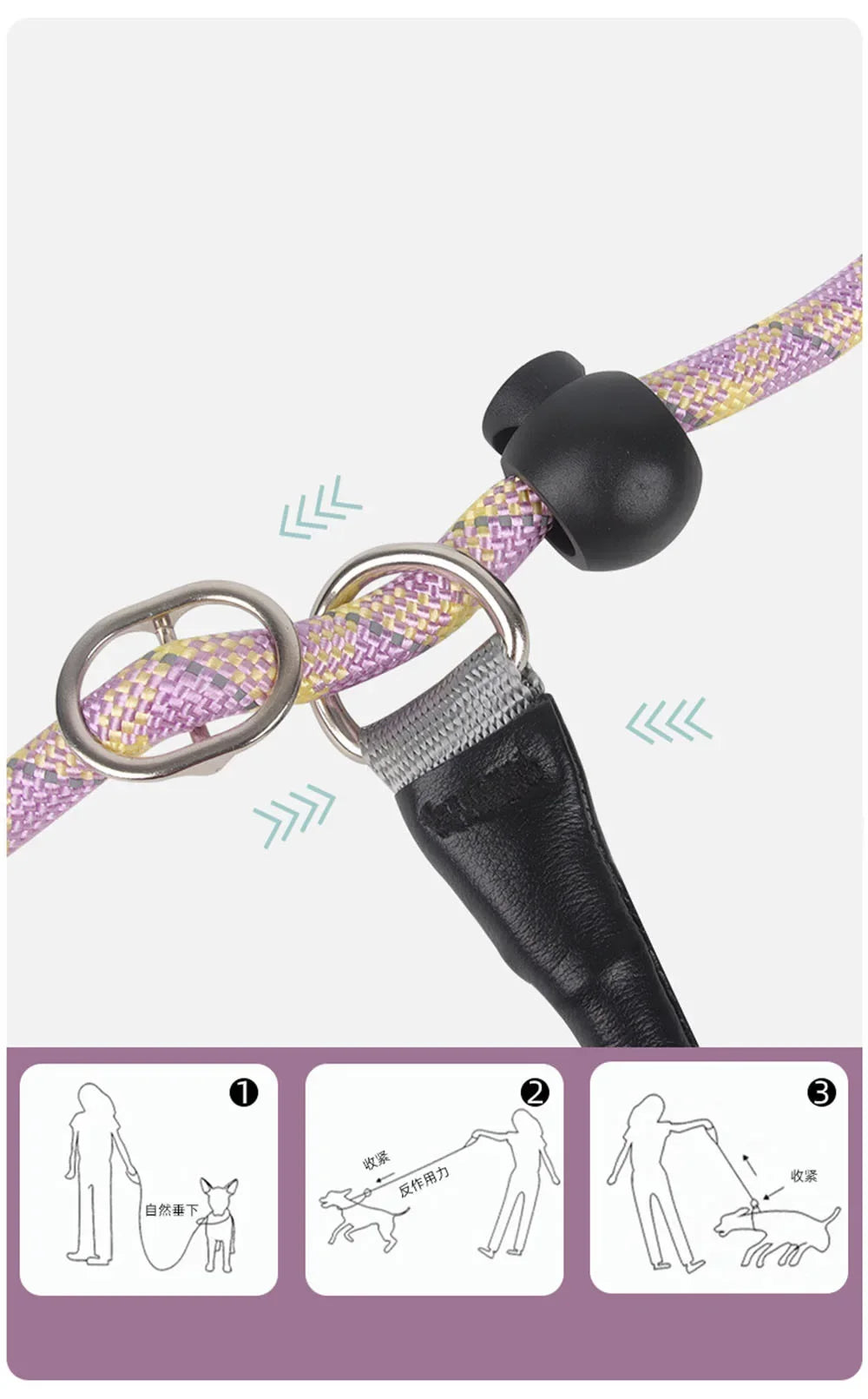 Dog Collar Dog Leash P Chain Slip Rope Leads Leash Pet Puppy Nylon Rope Adjustable Loop Collar Slip Lead for Training Large Dogs