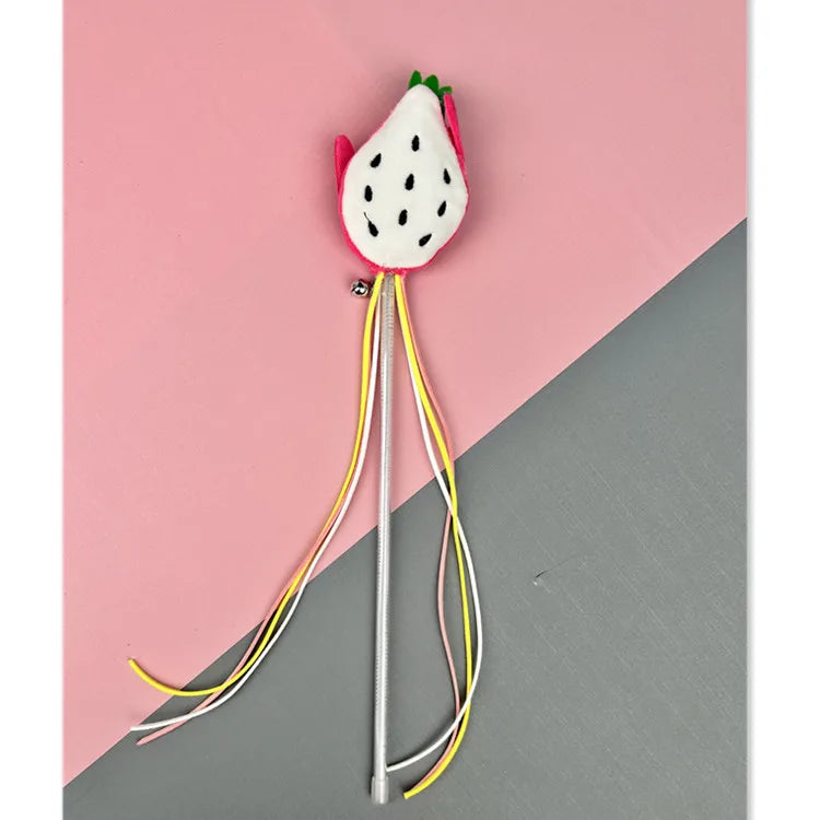 Cat Toy Cat Teaser Sticks Plastic Fruit Doll Cat Teaser Stick With Cat Mint Tassels Inside Self Hi Cat Toy