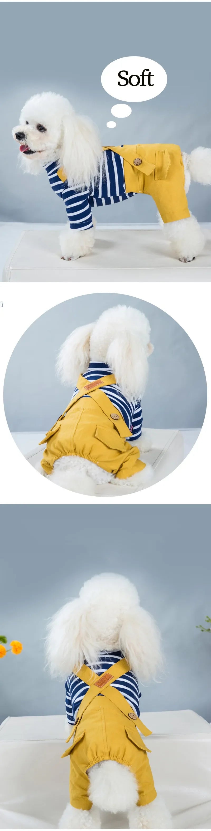 2023 Princess Dog Colorful Stripe Soft Suit Puppy Jumpsuit Spring Doggie Casual Pants Small Medium Pet Couple Four-Legged Coat