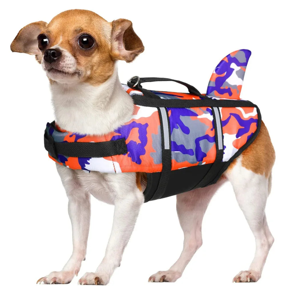 Dog Life Jacket Lightweight Adjustable High Visibility Dog Life Vest for Swimming High Flotation Reflective Life Jacket for Dogs