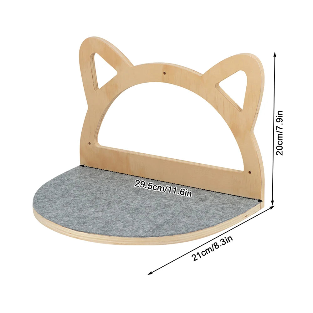Cat Tree Wall Mounted Climbing Shelves Wooden Hammock with Ladder and Cats Perch Sleeping Pet Indoor Playground Pet Furniture