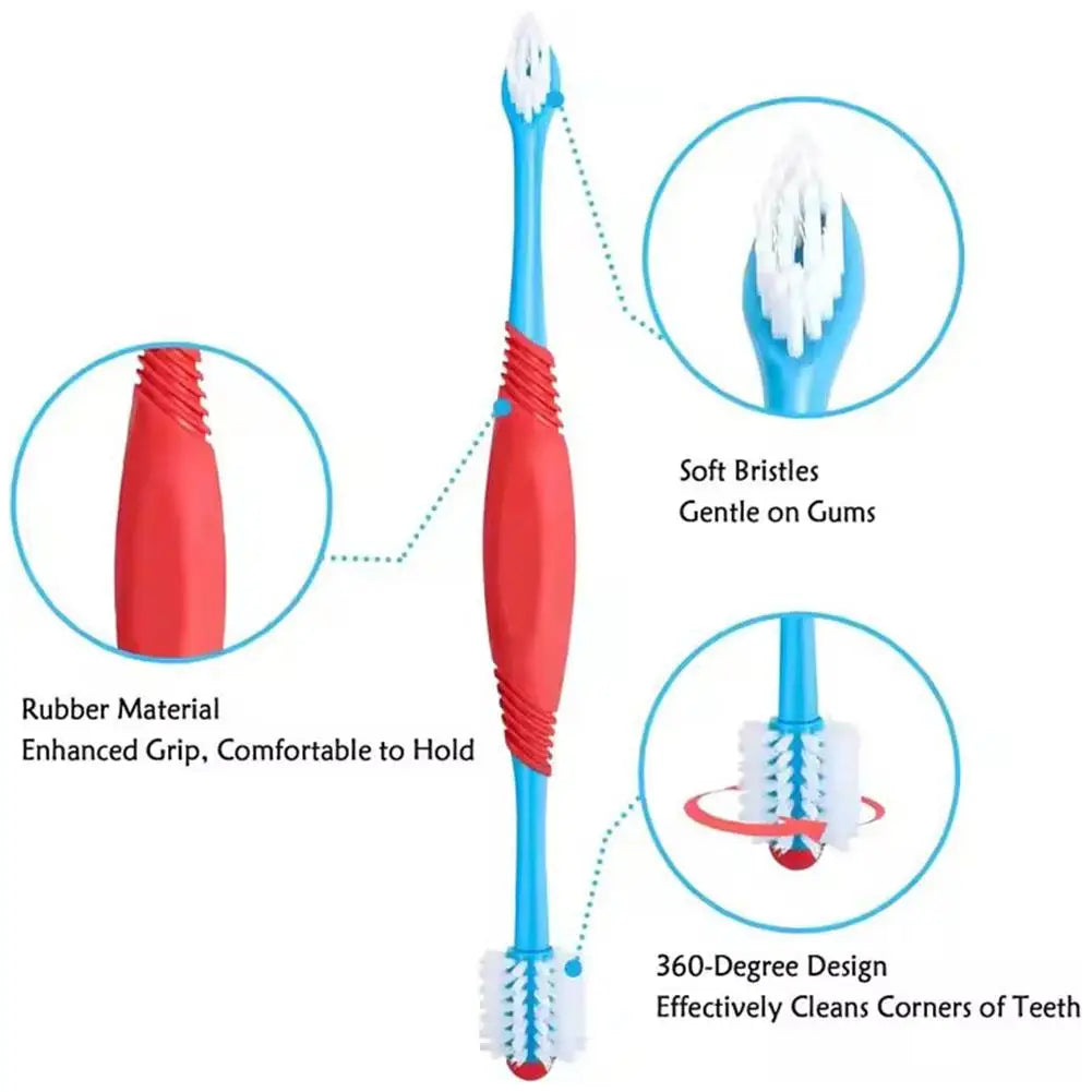 Double Head Pet Toothbrush Cat Dog Pet Cleaning Toothbrush Safe Food Grade Material Non-irritating Soft Hair Maintain Pet Oral H