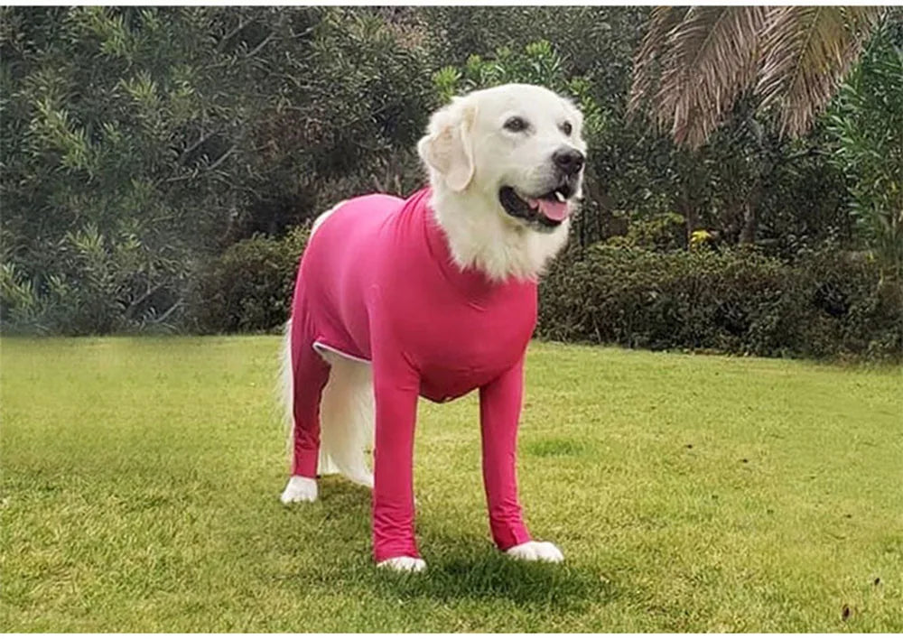 Dog Onesie Clothes Shedding of Dog Hair for Home Car Travel Anxiety Calming Shirt Surgery Recovery Body Jumpsuit for Large Dogs