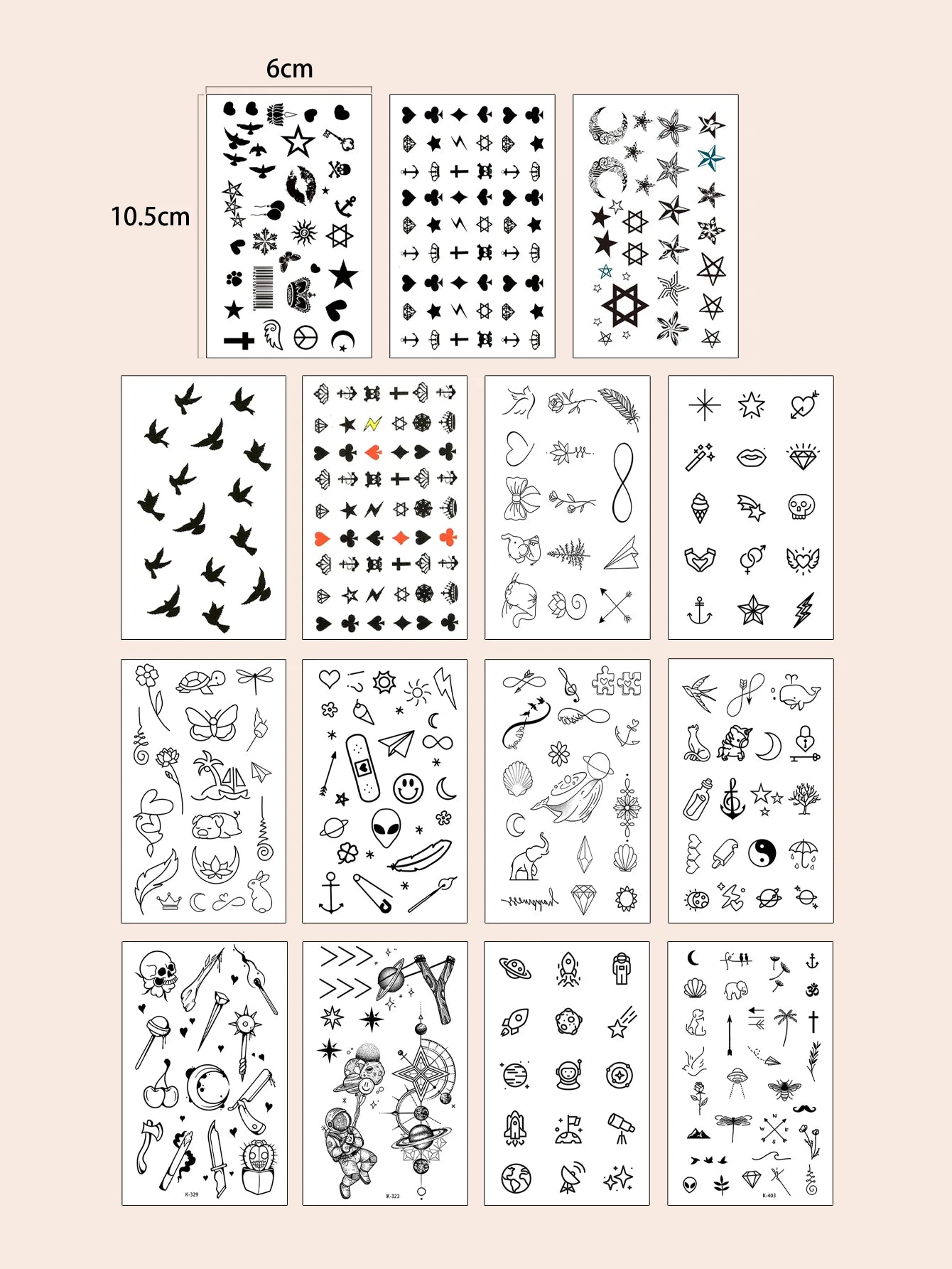 15pcs Waterproof Temporary Tattoo Sticker Starry Moon Flower Heart Flying Bird Fake Tatto Flash Tatoo finger Tato for Women Men