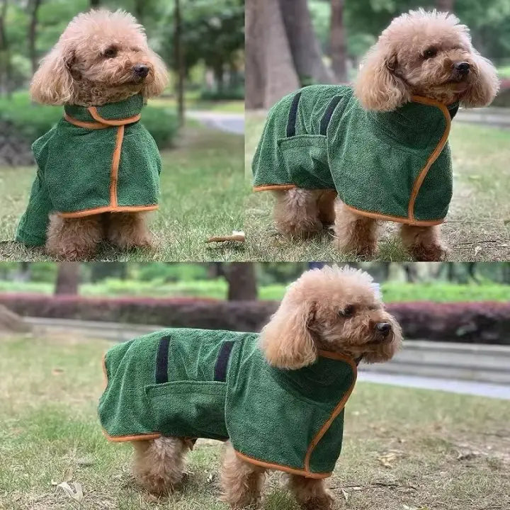 Dog Bathrobe Fast Drying Towel Microfiber Absorbent Soft Bath Robe Adjustable Towel Grooming Coat Dog grooming Pet Accessories