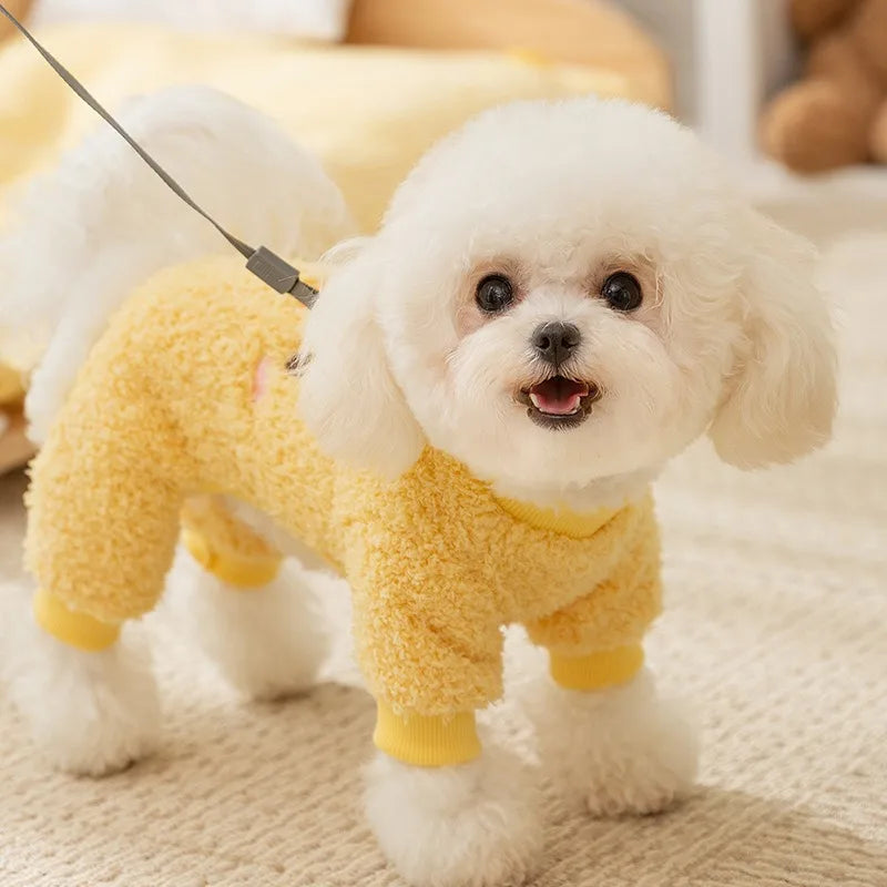 Four Legs Cartoon Chihuahua Dog Clothes Soft Fleece Outdoor Cat Clothing Designer Overalls Unisex Sweatshirt for Small Puppy
