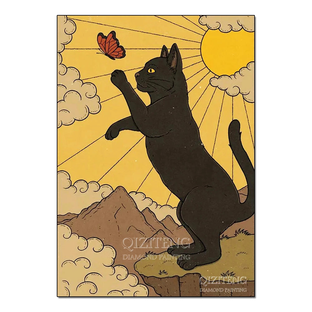 Tarot Cards Cat 5D Diamond Painting Cute Raccoon Full Diamond Cross Stitch Cartoon Animal Embroidery Mosaic Art Home Decoration