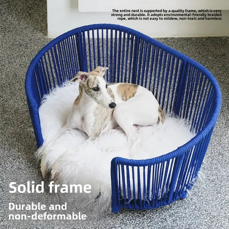 Zeze rope kennels universal in all seasons removable and washable cat litter dog bed small dog cute pet winter warm cat litter