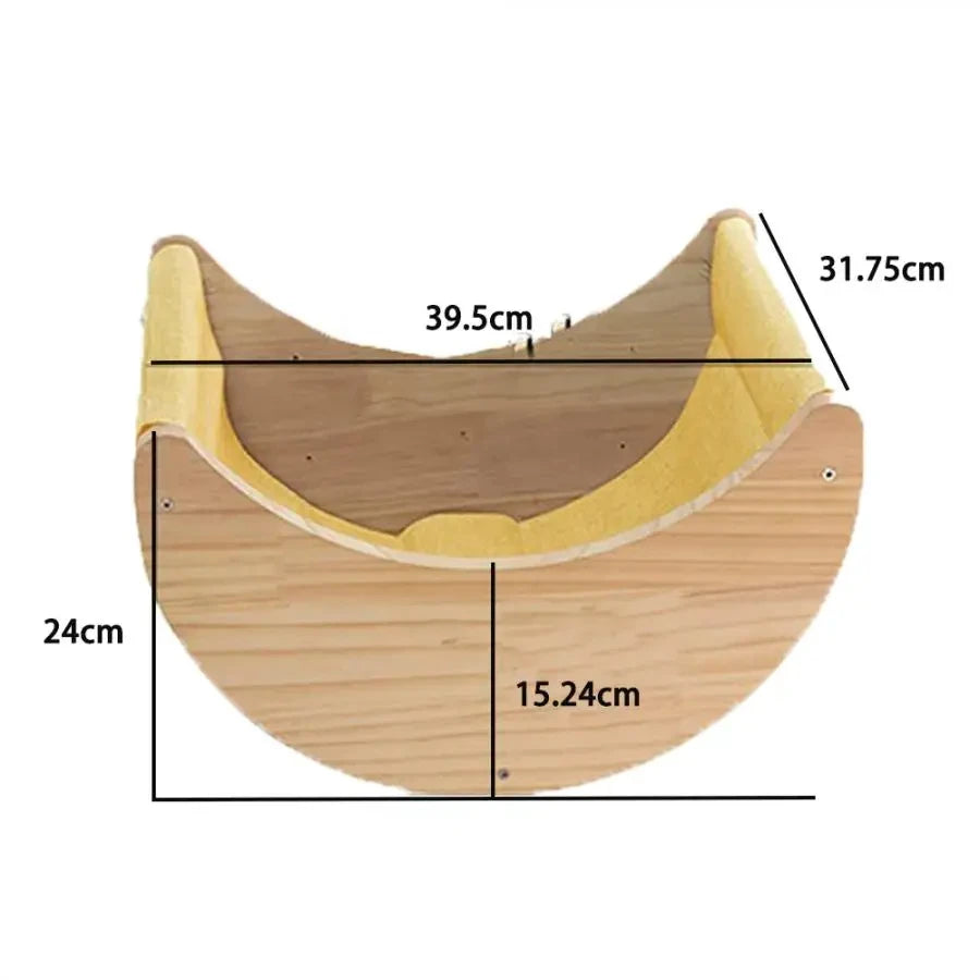 Solid Wood Wall Mounted Cat Tree Wooden Shelves Segment Ladders with Hammock and Cat House Cat Bridge for Kittens Perch Sleeping