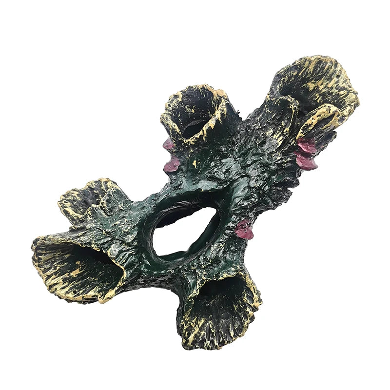 Artificial Aquarium Decoration Resin Tree Root Aquatic Fish Tank Ornament Decor Tree Hole Crystal Shrimp Dodge Breeding House