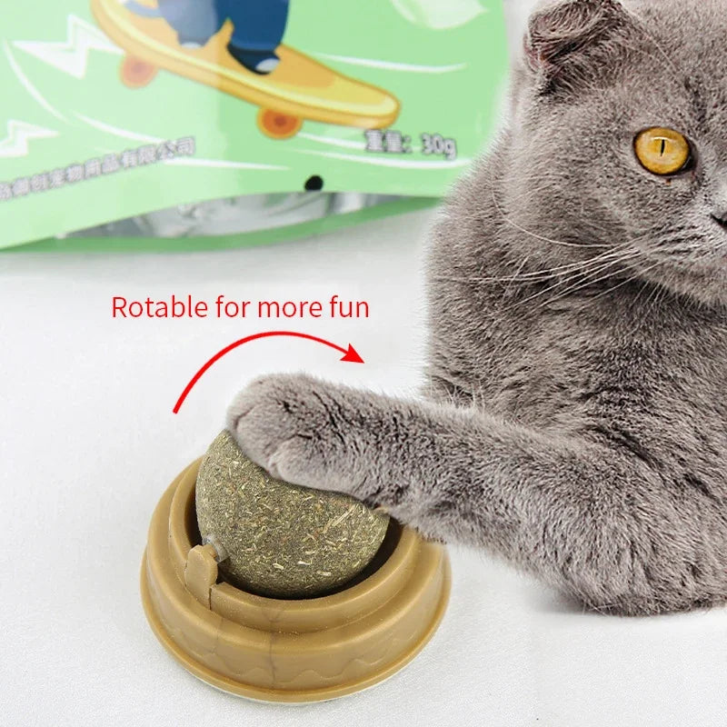 Natural Catnip Cats Wall Stick-on Ball Toy Scratchers Treats Healthy Natural Removes Balls to Promote Digestion Cat Grass Snack