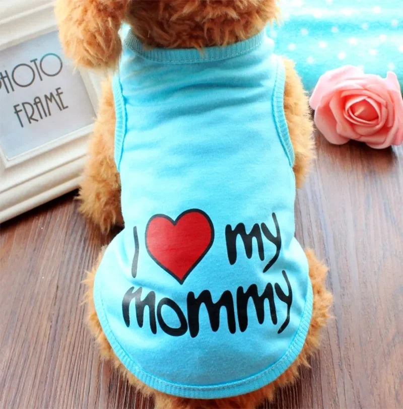Cute Paw Printed Heart Love Design Small Dog Vest Clothes Summer Spring TShirts For Dogs Costume Puppy Dog Accessories Chihuahua