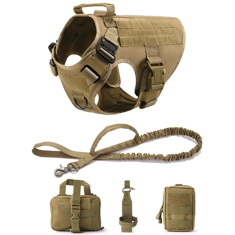 K9 Tactical Military Vest Pet German Shepherd Golden Retriever Tactical Training Dog Harness and Leash Set For All Breeds Dogs