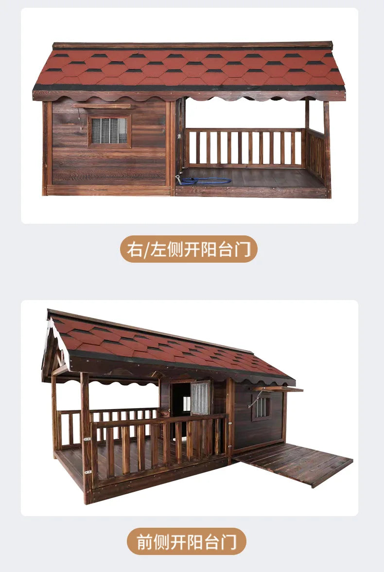 Outdoor Dog House Solid Wood Waterproof Large Dog Golden Retriever Kennel Rainproof Kennel Pet Villa Summer Outdoor Dog House