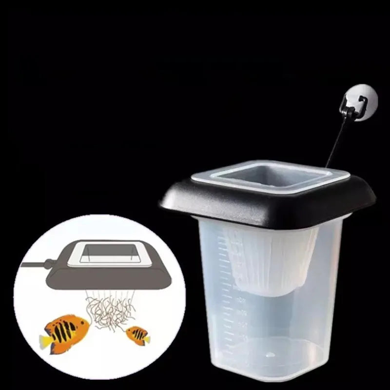 1pcs Plastic Feeder Set With Suction Cup For Aquarium Red Worm Feeding Fish Tank Cone Live Food Tapered Hopper Basket Supplies