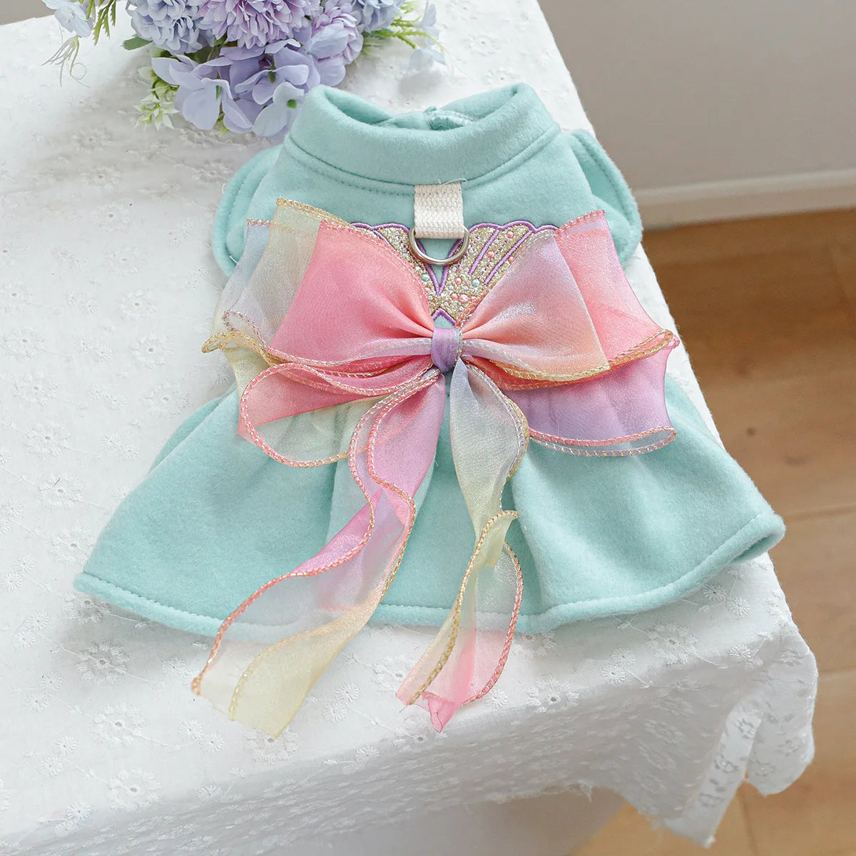 Luxury Woolen Princess Dress for Small Dogs Girl, Autumn Winter Warm Dog Clothes Yorkie Chihuahua Puppy Bowknot Skirts
