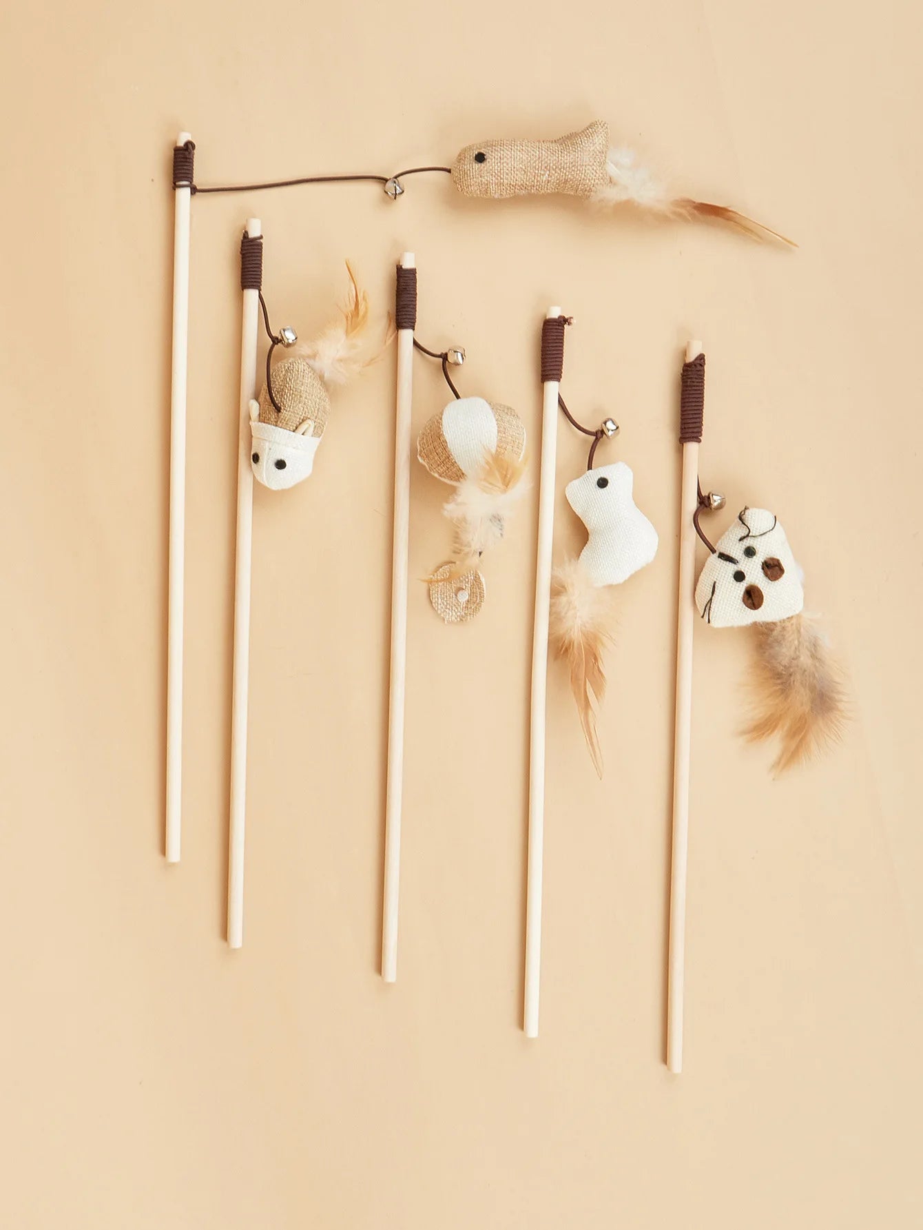 Cat Toy Cat Teaser Sticks Wooden Pole Tease Cat Stick Mouse Bell Tease Cat Stick Cat Self Hi Interactive Cat Toy