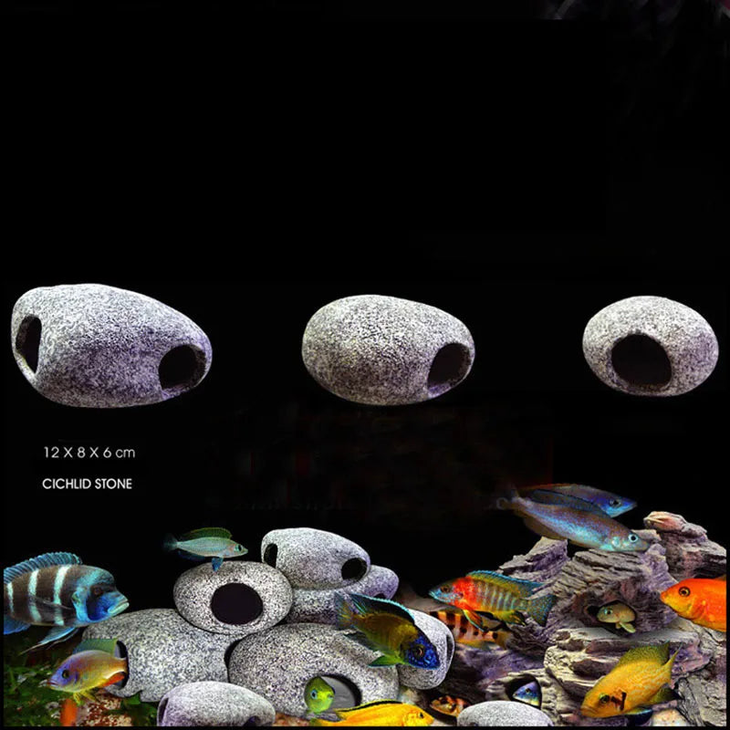 1Pc Ceramic Aquarium Decor Cichlid Stone Rock Cave Stones Decoration Fish Tank Breeding Housing Shelter Ornament For Fish Shrimp
