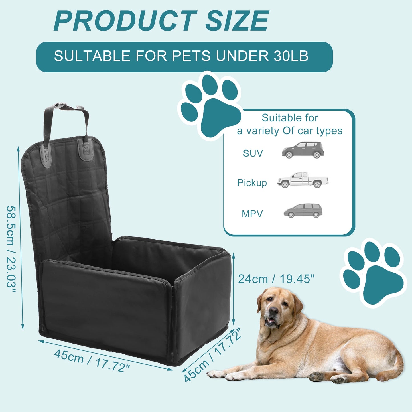 UXCELL Fashion Dog Car Seat Cover for Back Seat Dog Beds Mats Waterproof Dog Hammock for Car SUV Truck Pickup