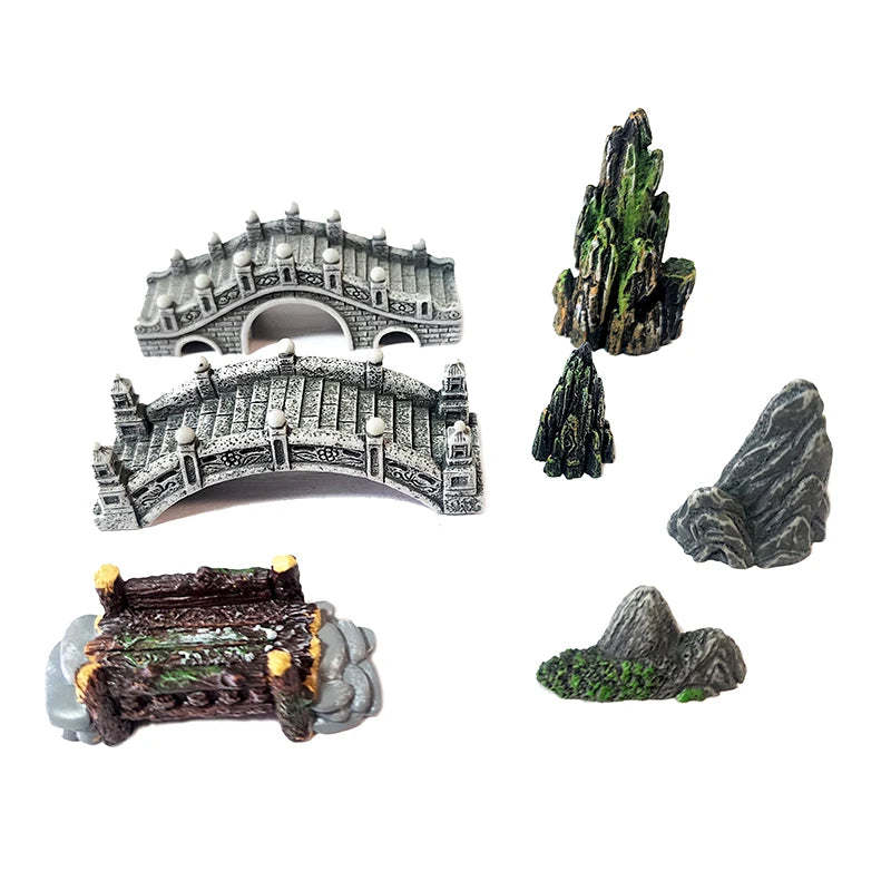 Resin Small Bridge Aquarium Ornaments Decoration Artificial Mountain for fish Tank Resin Aquarium Ornament Fish Tank Background