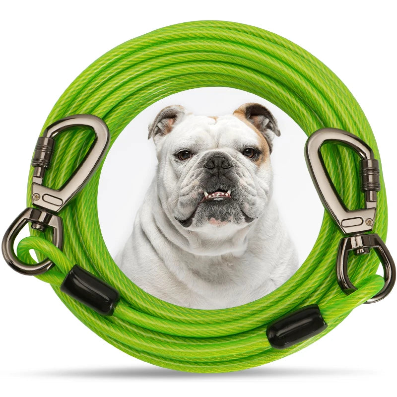 Steel Wire Dog Tie Out Cable, Dog Runner for Yard, Durable Superior Clips, Pink Dog Chains, 10-50ft
