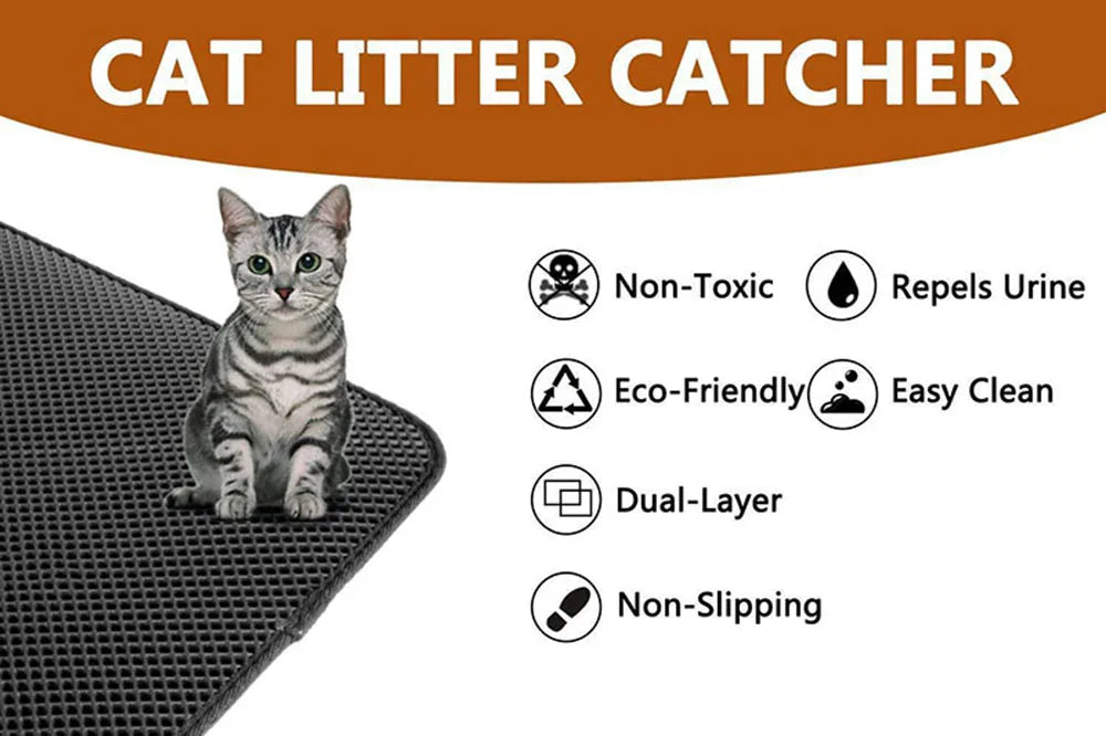Pet Cat Litter Mat Waterproof Double Layer Pet Litter Box Mat Non-slip Sand Cat Pad Washable Bed Mat Clean Pad Products for Cat