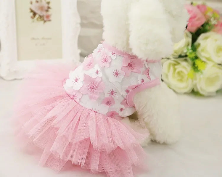 10PCS Pets Accessaries Dogs Cats Princess Flower Lace Dress For Pet Wedding Party Spring Summer small Teddy girl ropa para perro