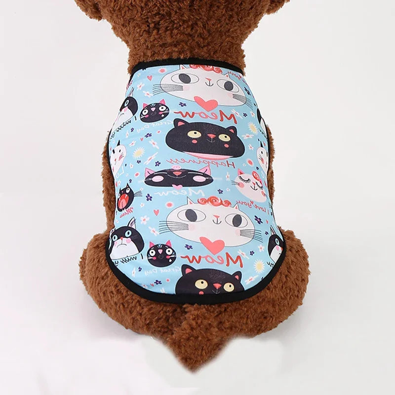 Summer Sphynx Cat Clothes Cute Print Pet Vest Shirt for Cats Gotas Kitten Kedi Shirts mascotas Dog Clothing ropa para gato